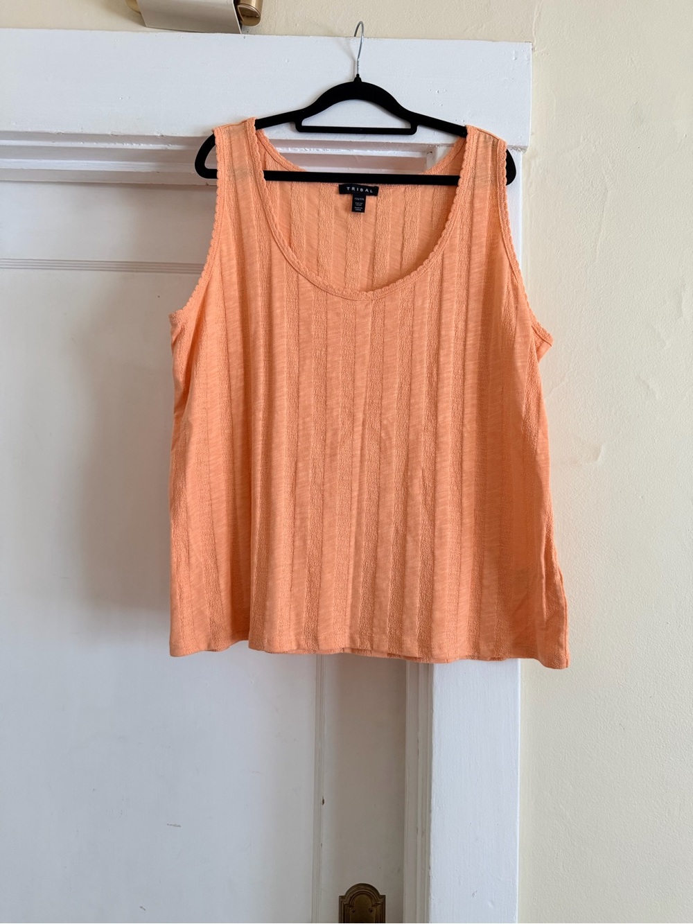 Tribal Peach Ribbed Scoop Neck Tank Top